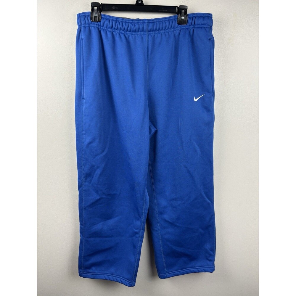 Nike Therma-FIT Track Pants Men's Large Royal Blue Fleece Lined Athletic Joggers